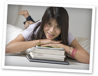 photo of girl with books